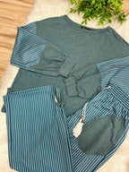 Women’s Evermmee Dark Teal Stripe Pant Set- True to Size