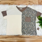 Women’s Haptics Curvy Leopard Print Color Block Ribbed Top