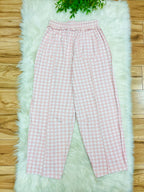 Women’s Anniewear Blush Pink Check Barrel Knit Pants- True to Size