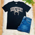 Women’s Black Kentucky Cheetah Print Bow Graphic Tee