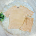 Women’s Evermmee Beige and White Stripe Ribbed Short Set
