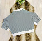Women’s Zenana Green & White Long Sleeve Stripped Set
