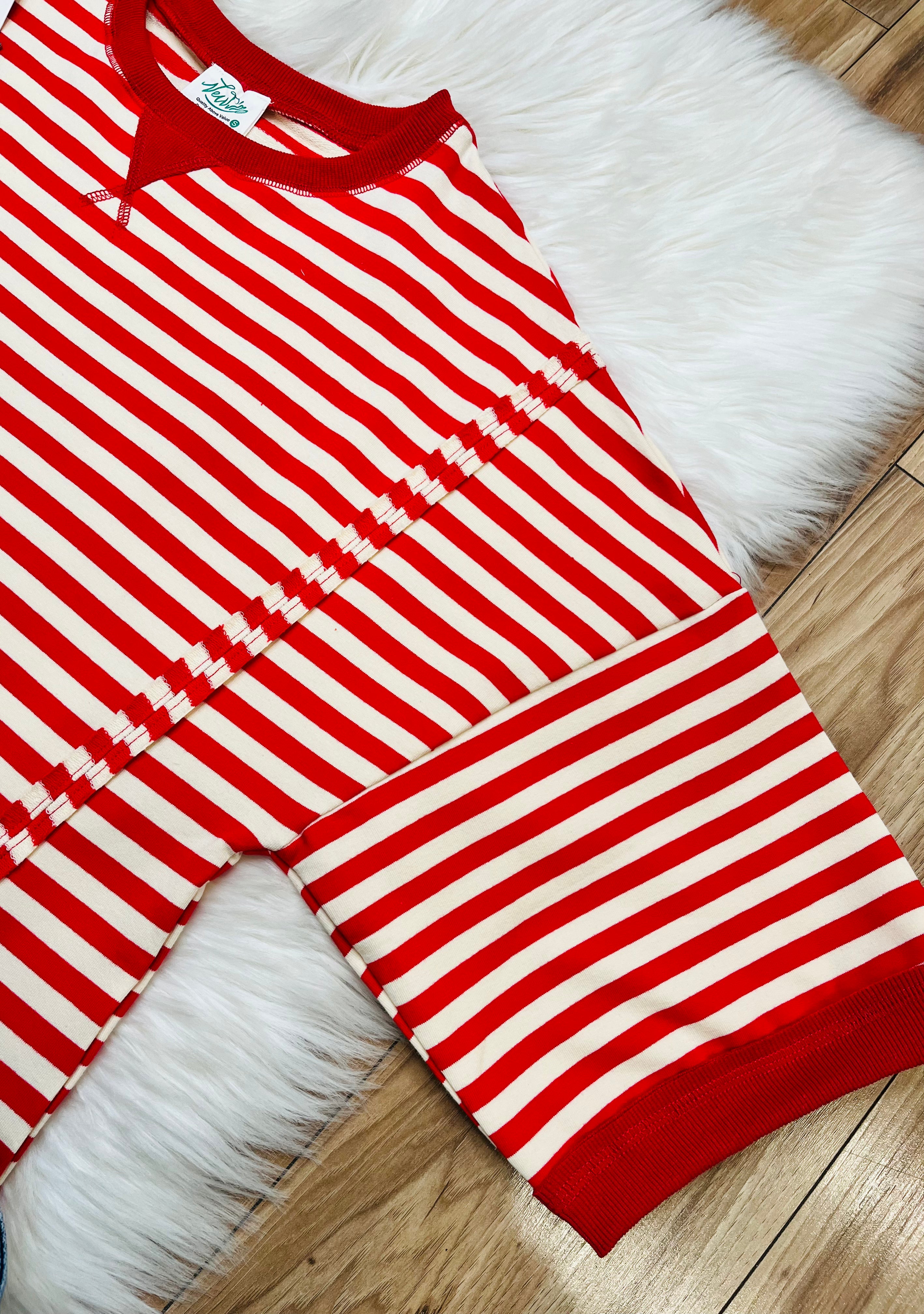 Women’s Very J Red and Cream Stripe Top