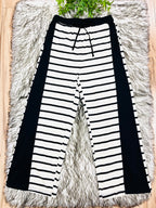 Women’s Evermmee White & Black Long Sleeve Striped Pant Set