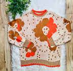 Women’s Bibi Rust Flower Sweater Top- True to Size