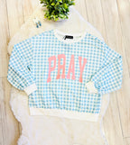 Women’s Blue Gingham Pray Crewneck