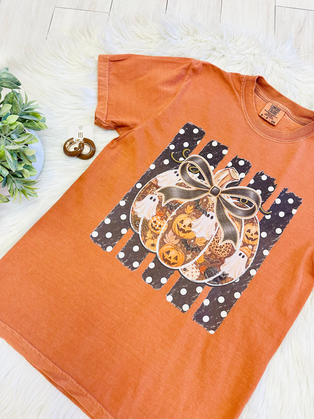 Women’s Comfort Colors Orange Mixed Print Halloween Tee