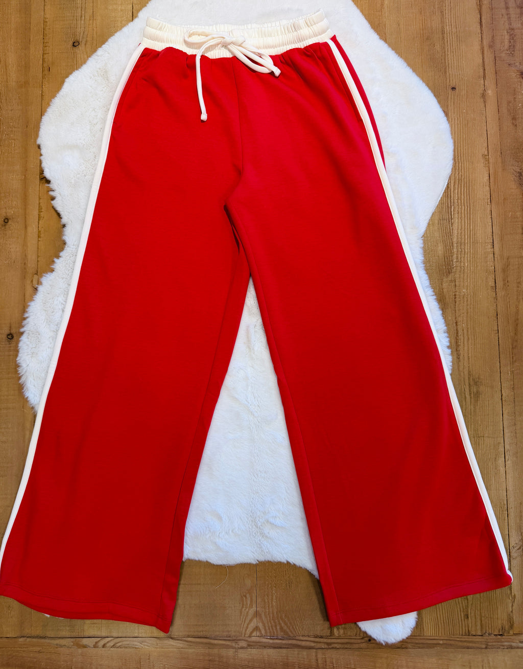 Women’s Zenana Scuba Drawstring Lounge Set in Red