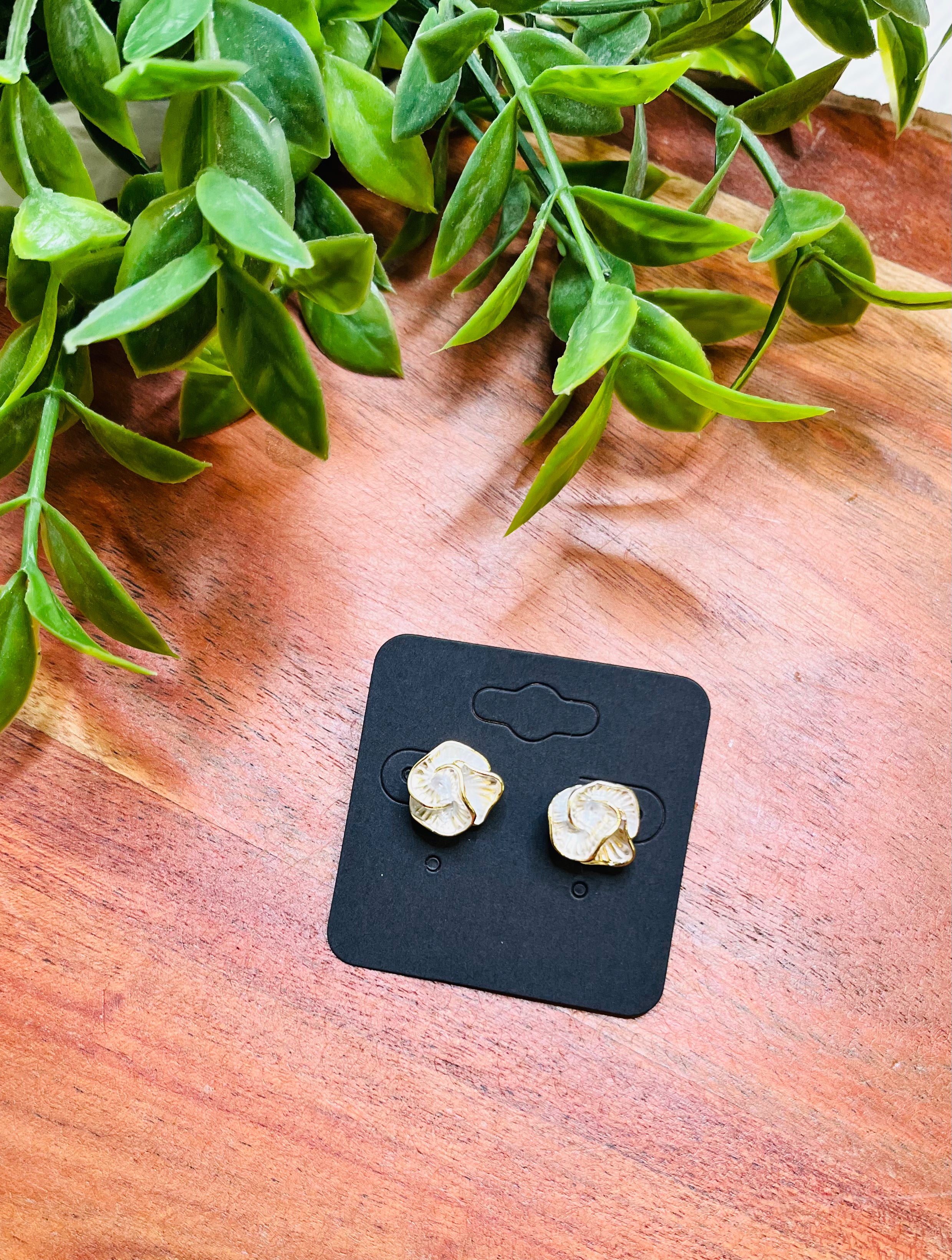 Women’s White Flower Gold Dipped Earrings