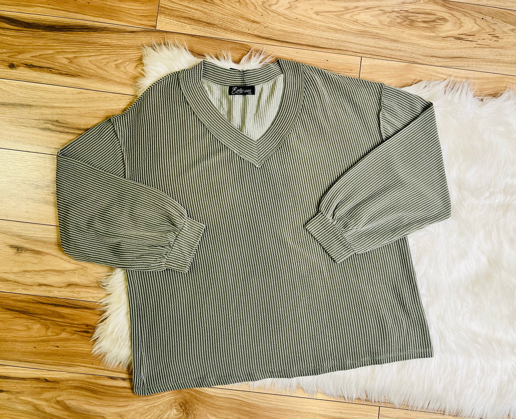 Women’s Evermmee Curvy Olive Ribbed Set