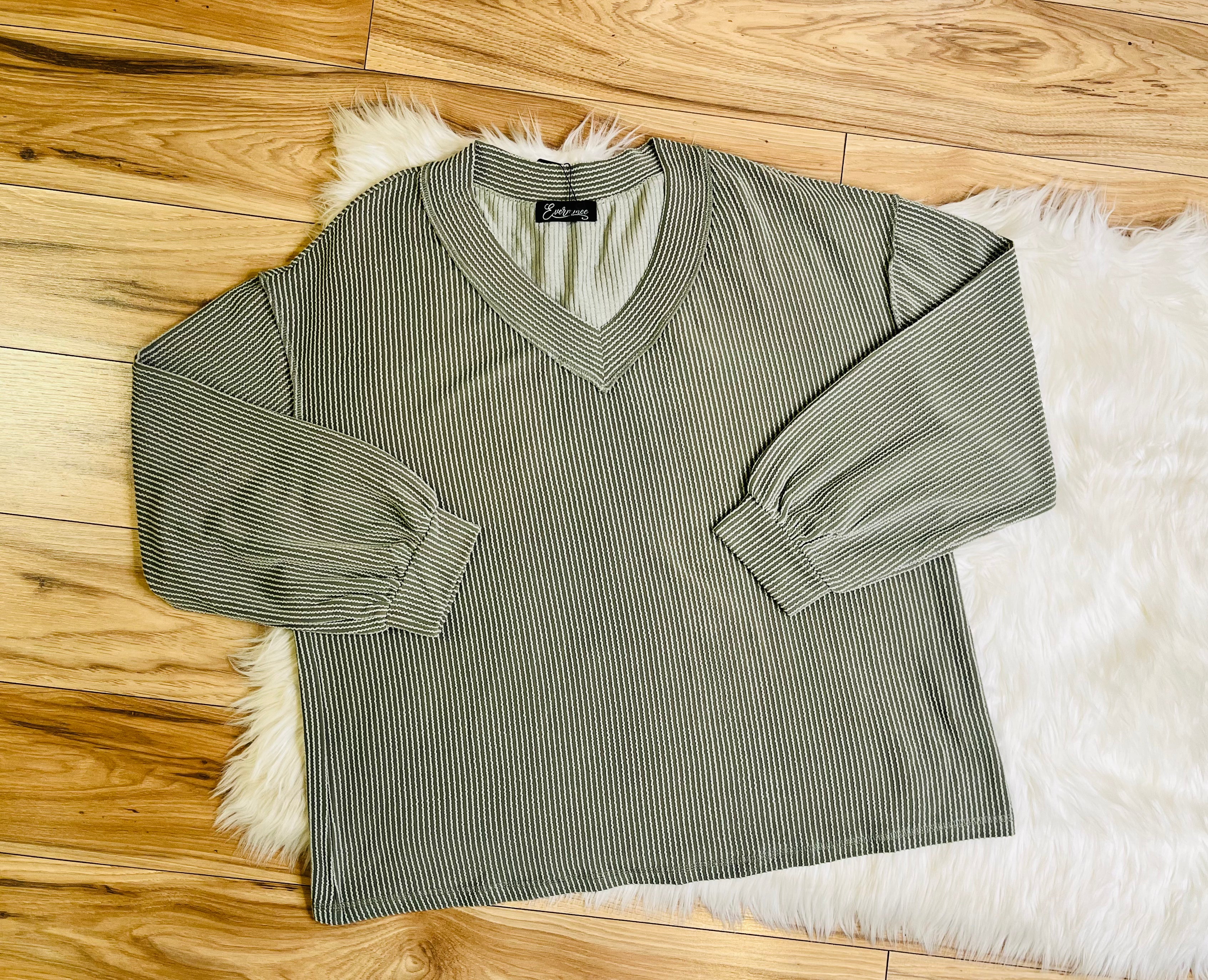 Women’s Evermmee Curvy Olive Ribbed Set