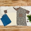 Women’s Haptics Curvy Leopard Print Color Block Ribbed Top
