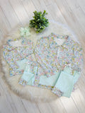 Girl’s Light Teal Floral Pant Set