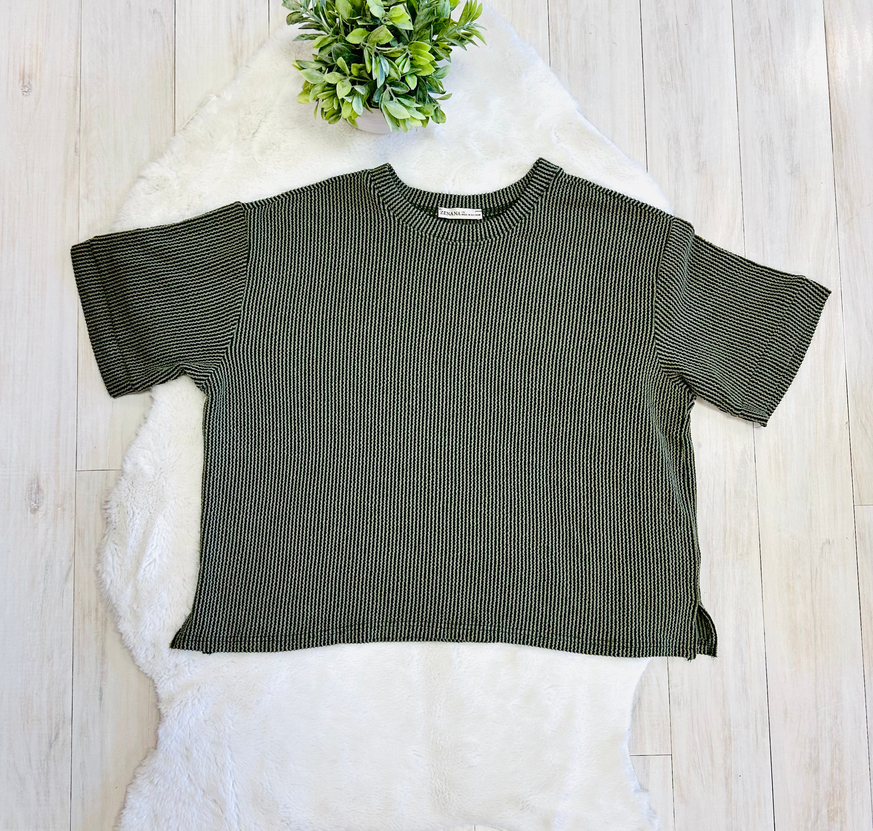 Women’s Zenana Forest Green Ribbed Set