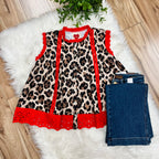 Women’s Leopard Ruffle Lace Top