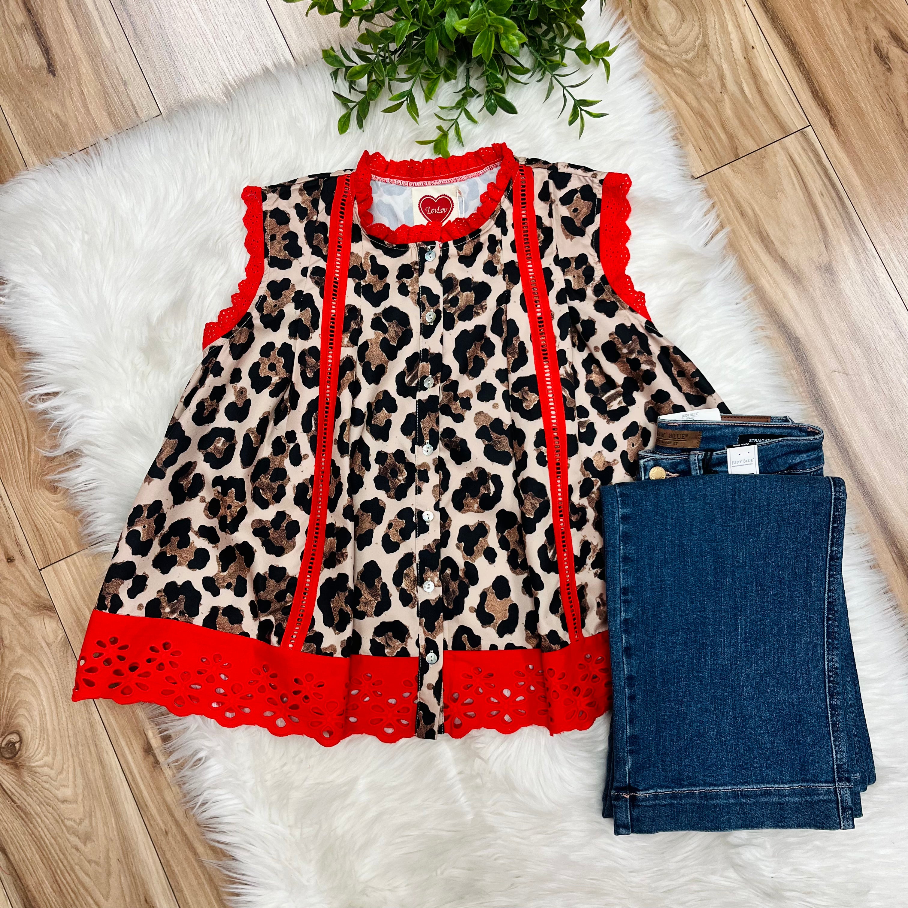 Women’s Leopard Ruffle Lace Top