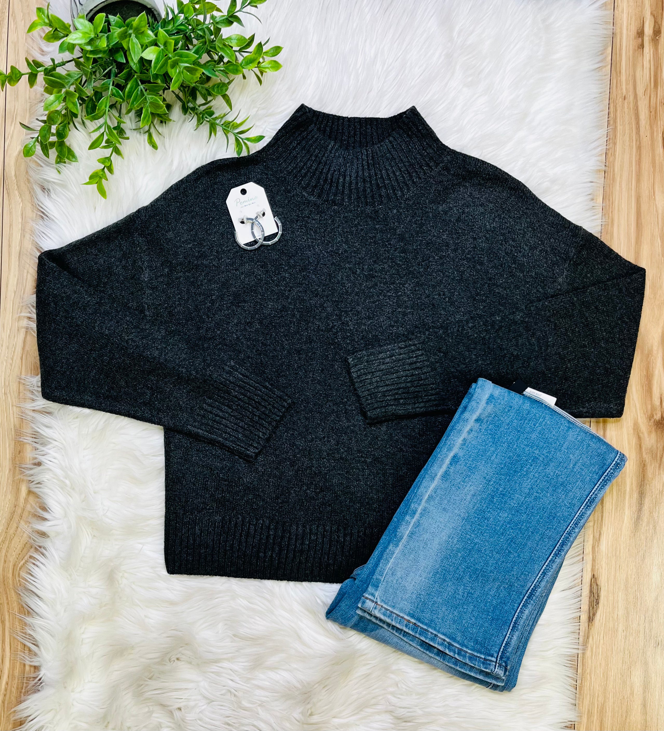 Women’s Love Tree Charcoal Sweater Top- True to Size