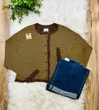 Women’s Very J Brown and Yellow Stripe and Polka Dot Top- True to size