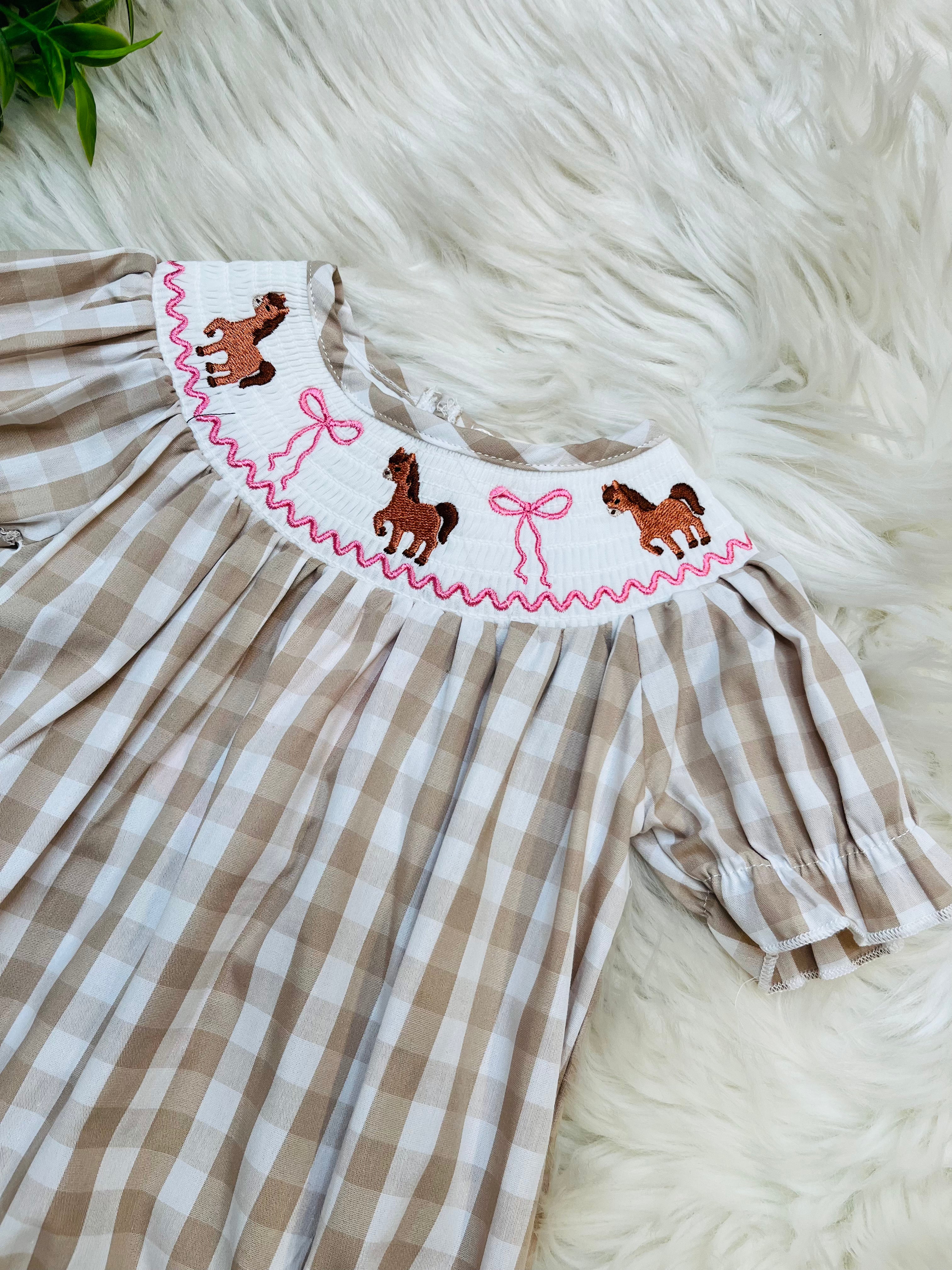 Girl’s Little Pony Smocked Bubble