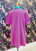 Women’s Evermmee Curvy Pink and Green Stripe Dress with Pockets
