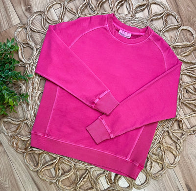 Zenana Fuchsia Pink Crewneck - Mini Mee Boutique