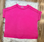 Women’s Zenana Hot Pink Ribbed Top