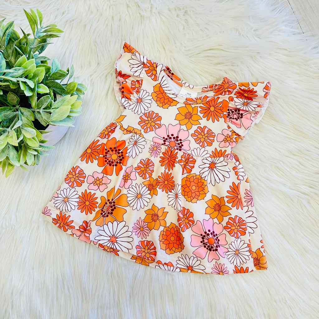 Girl’s Orange Floral and Stripe Set