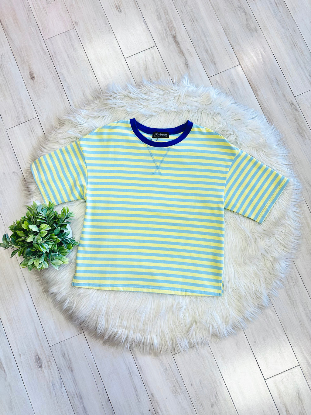 Women’s Light Blue and Yellow Stripped Pant Set