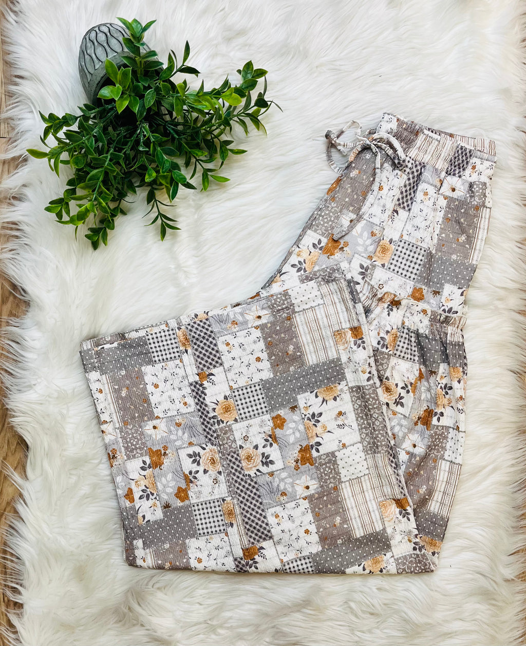 Women’s Ash Violet Patchwork Pants- Loose Fit