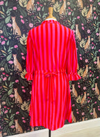 Women’s Evermmee Curvy Red and Pink Stripe Dress with Pockets