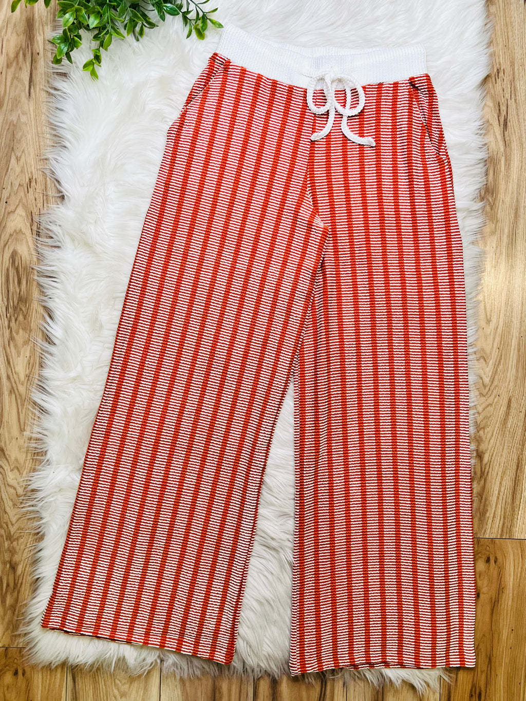 Women’s Zenana Burnt Orange Striped Ribbed Set