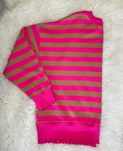 Peach Love pink and brown sweater