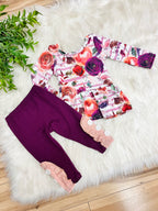 Girl’s Purple Fall Floral Outfit