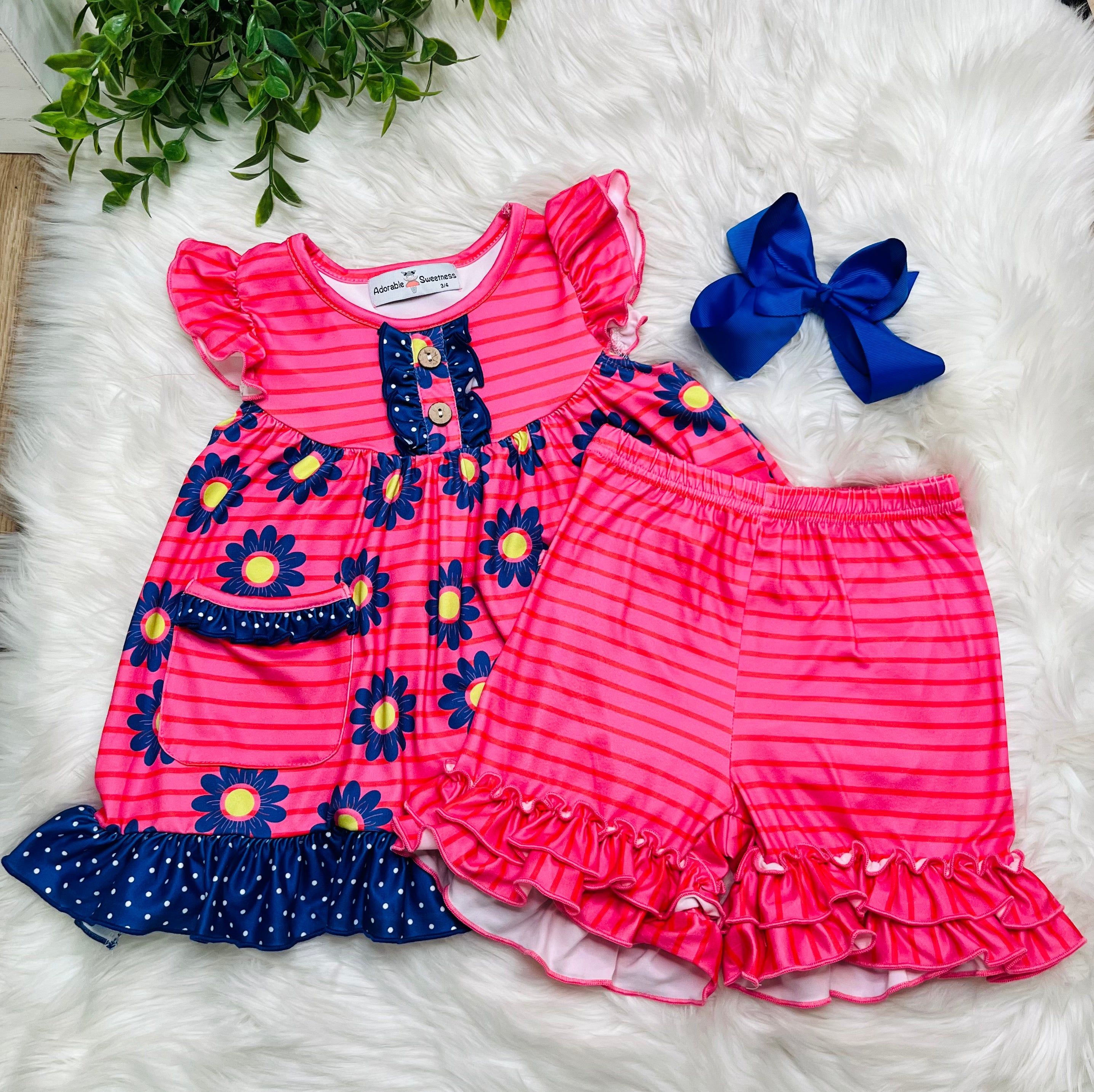 Girl’s Pink and Royal Blue Outfit