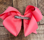 Hair Bow 6” Alligator Clip - Coral Rose