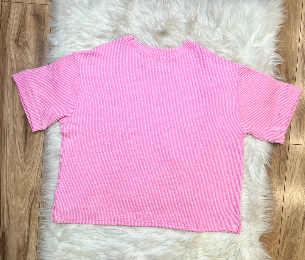 Women’s Ribbed Top and Drawstring Pant Set in Light Pink
