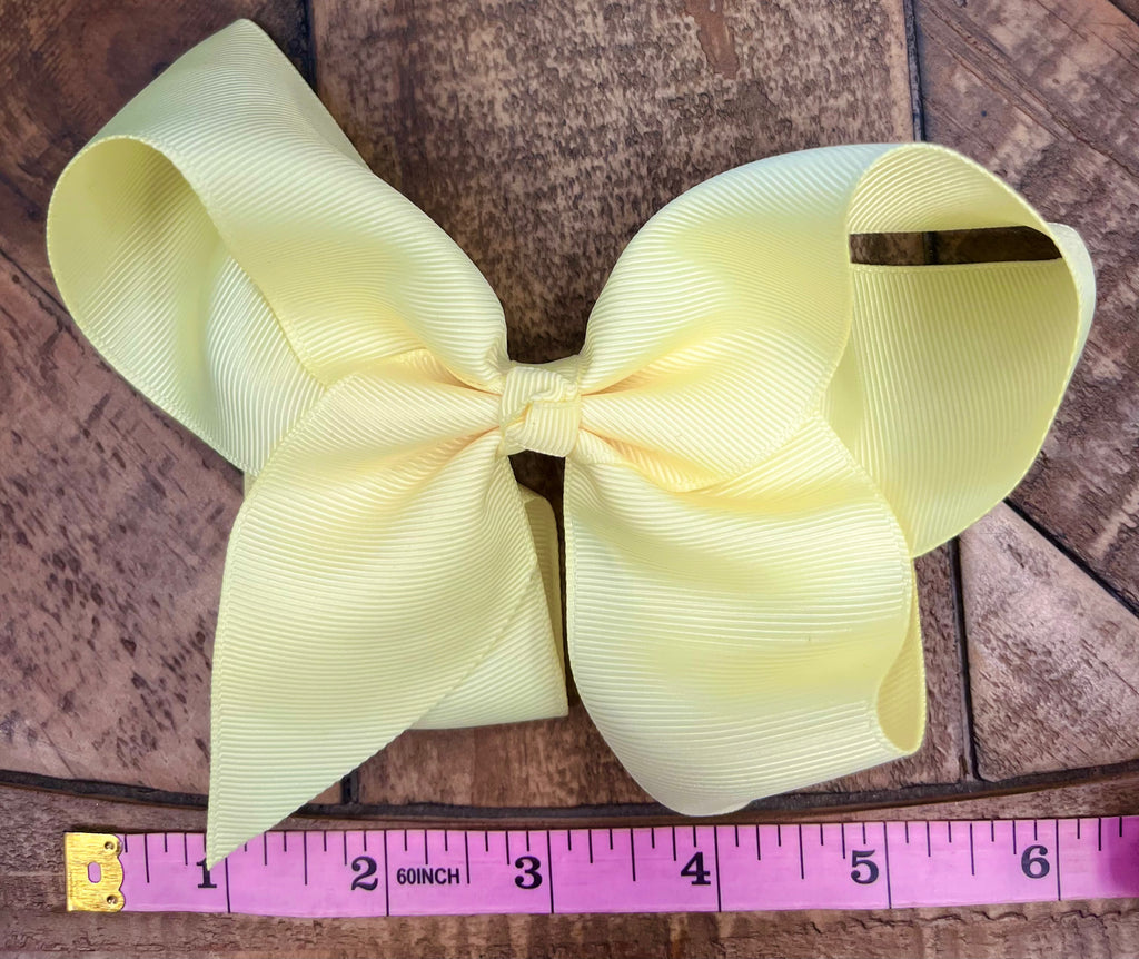 Hair Bow 6” Alligator Clip - Light Yellow