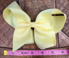 Hair Bow 6” Alligator Clip - Light Yellow