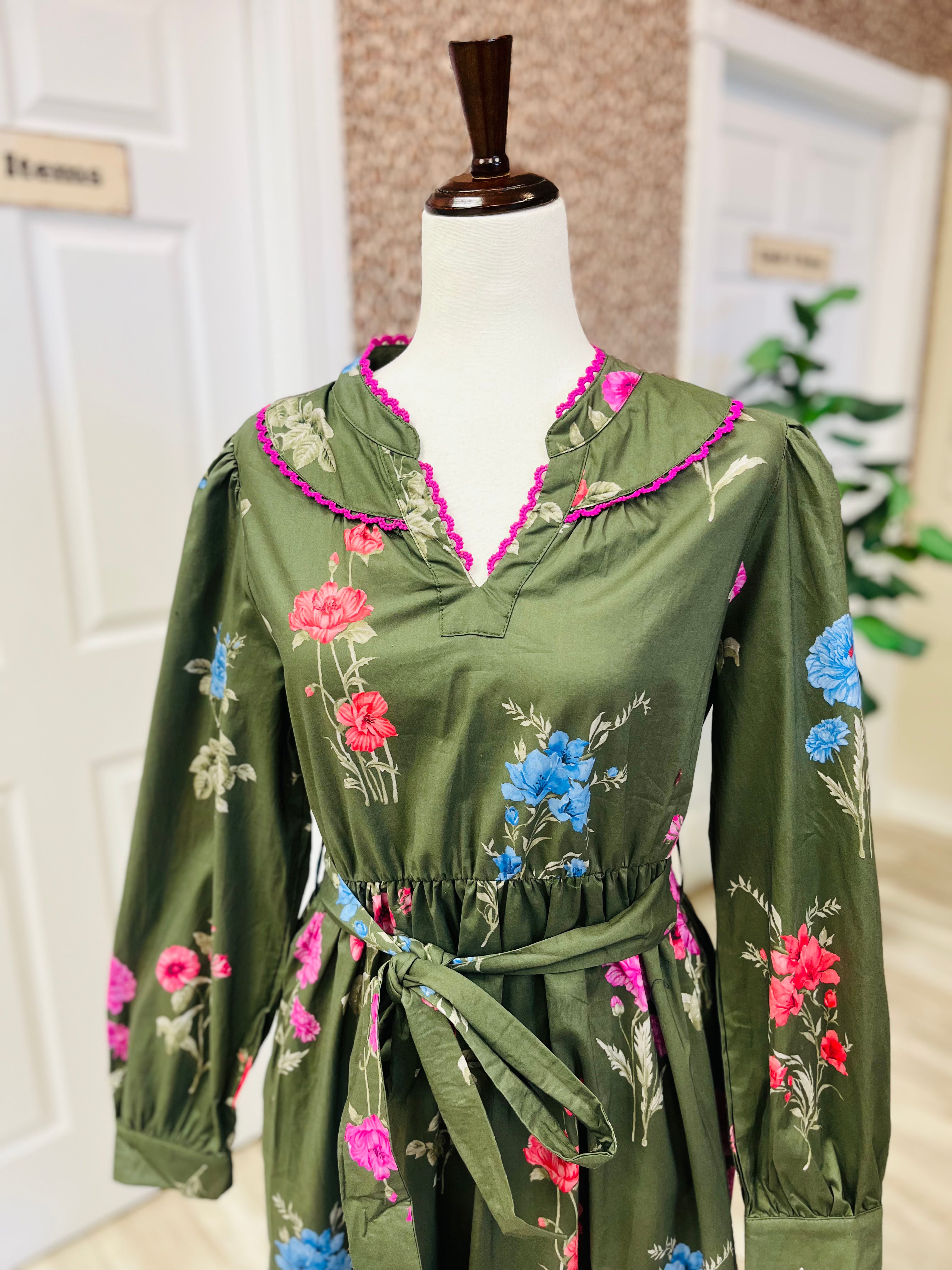 Women’s Olive Green Jodifl Floral Print dress - True to size
