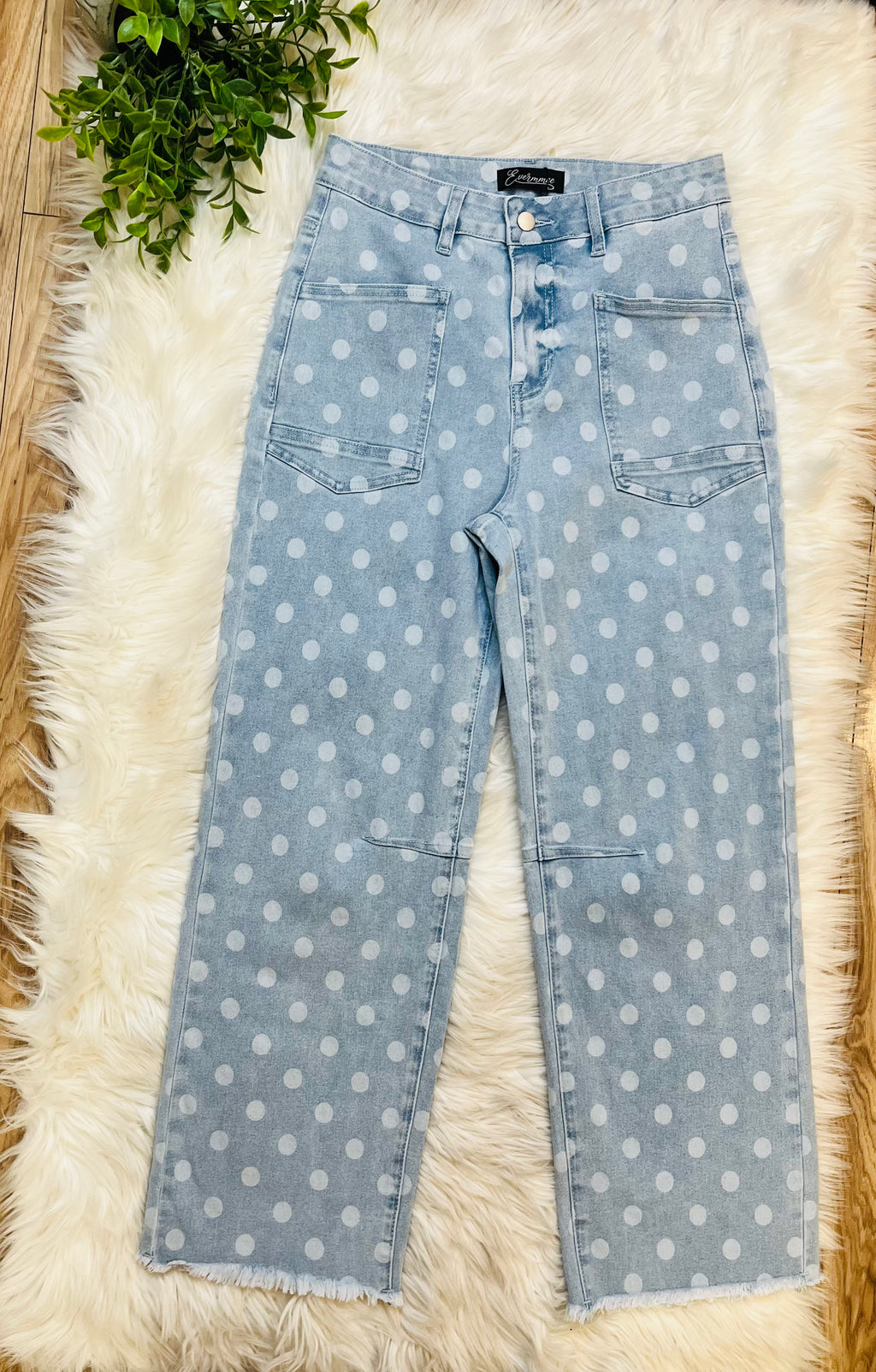 Women’s Evermmee Polka Dot Denim Pants - True To Size
