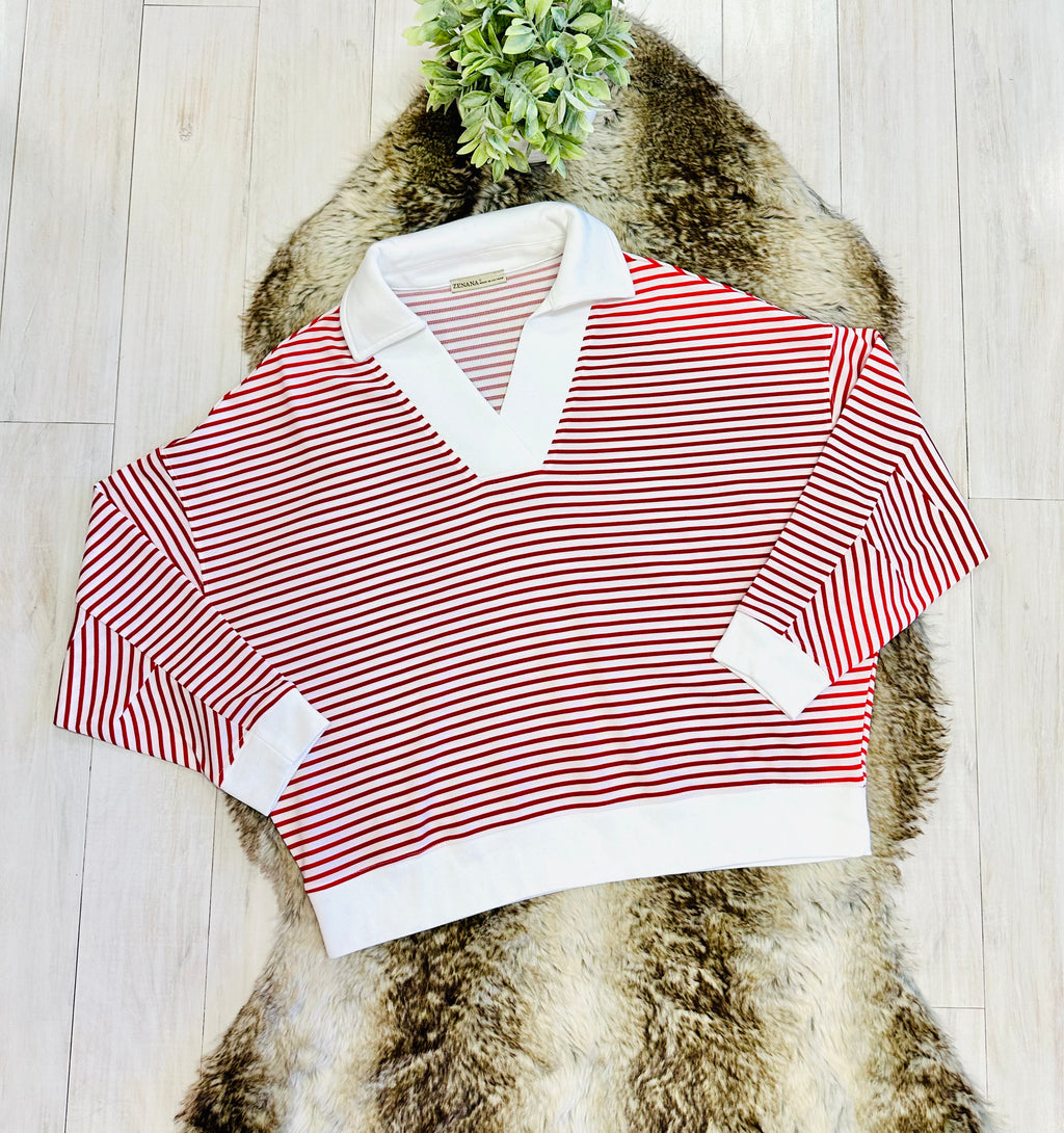 Women’s Zenana White & Red Long Sleeve Set