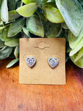 Silver Diamond Heart Earrings