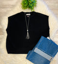 Women’s Zenana Sleeveless Sweater In Black - Oversized Fit