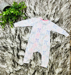 Girl’s Pink and Blue Bow Zipper Romper