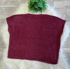Women’s Zenana Soft Waffle Knit Pocket Top In Dark Burgundy - Oversized