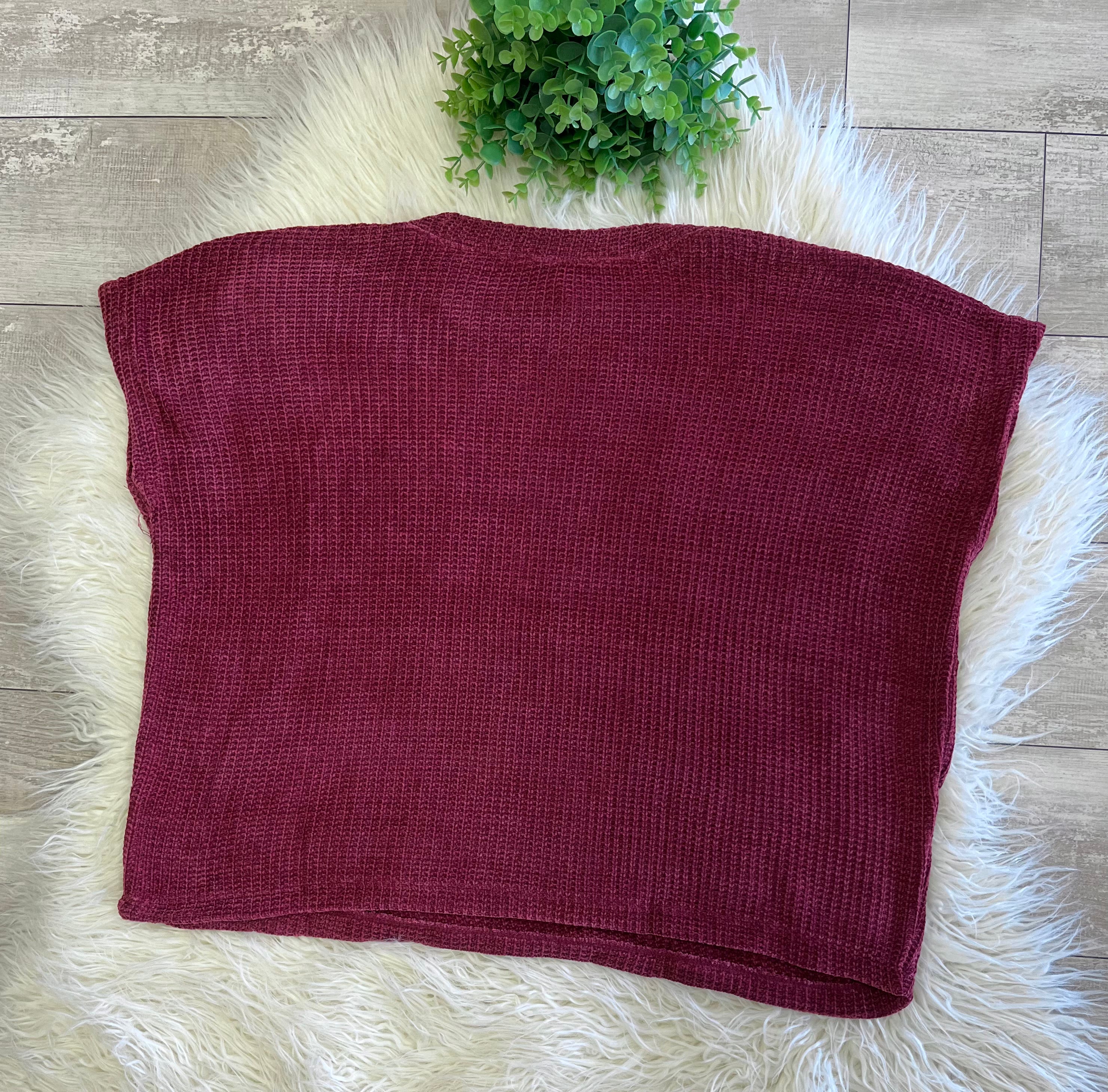 Women’s Zenana Soft Waffle Knit Pocket Top In Dark Burgundy - Oversized