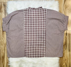 Women’s Gingham Mixed Top- Oversized