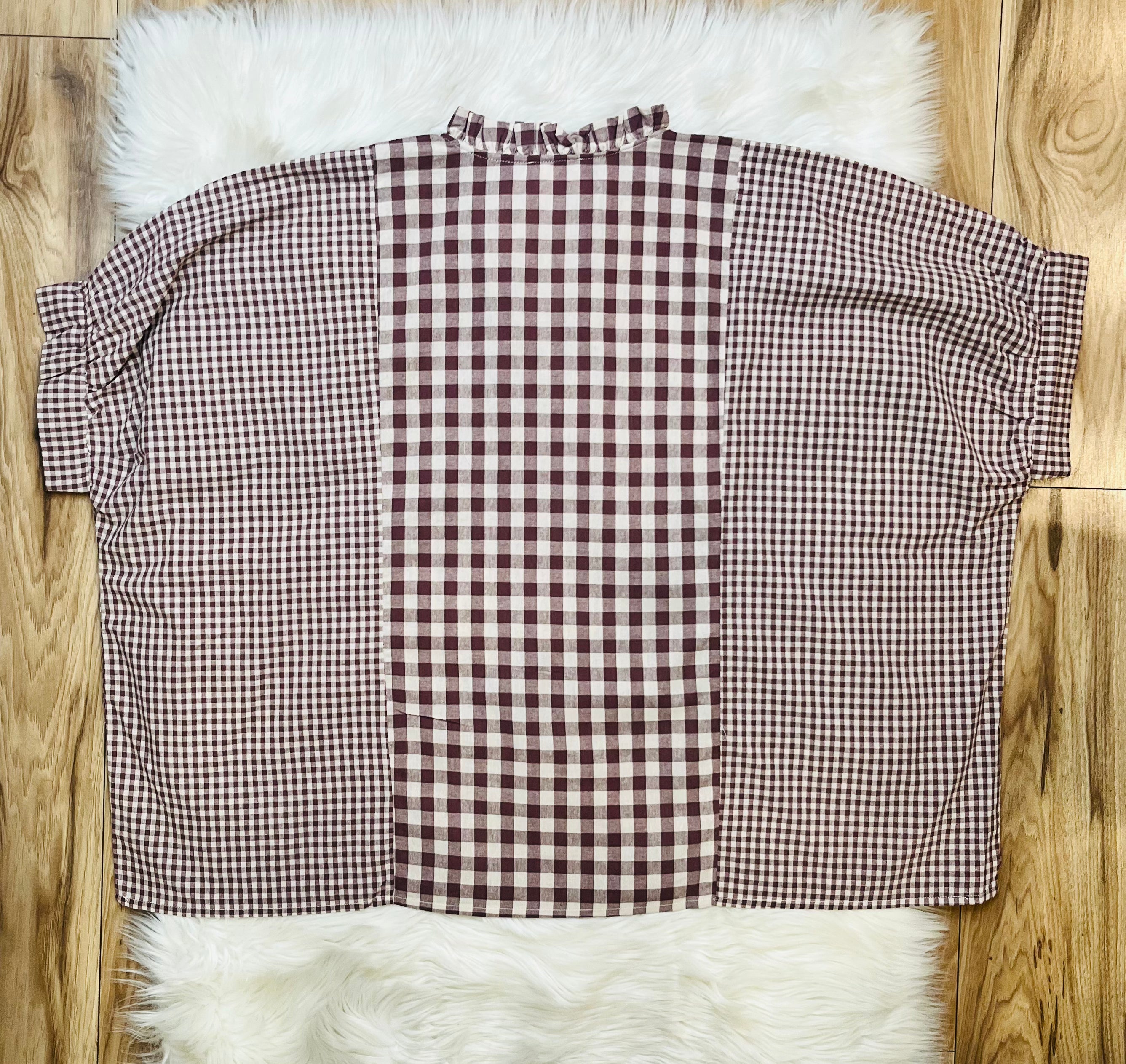 Women’s Gingham Mixed Top- Oversized