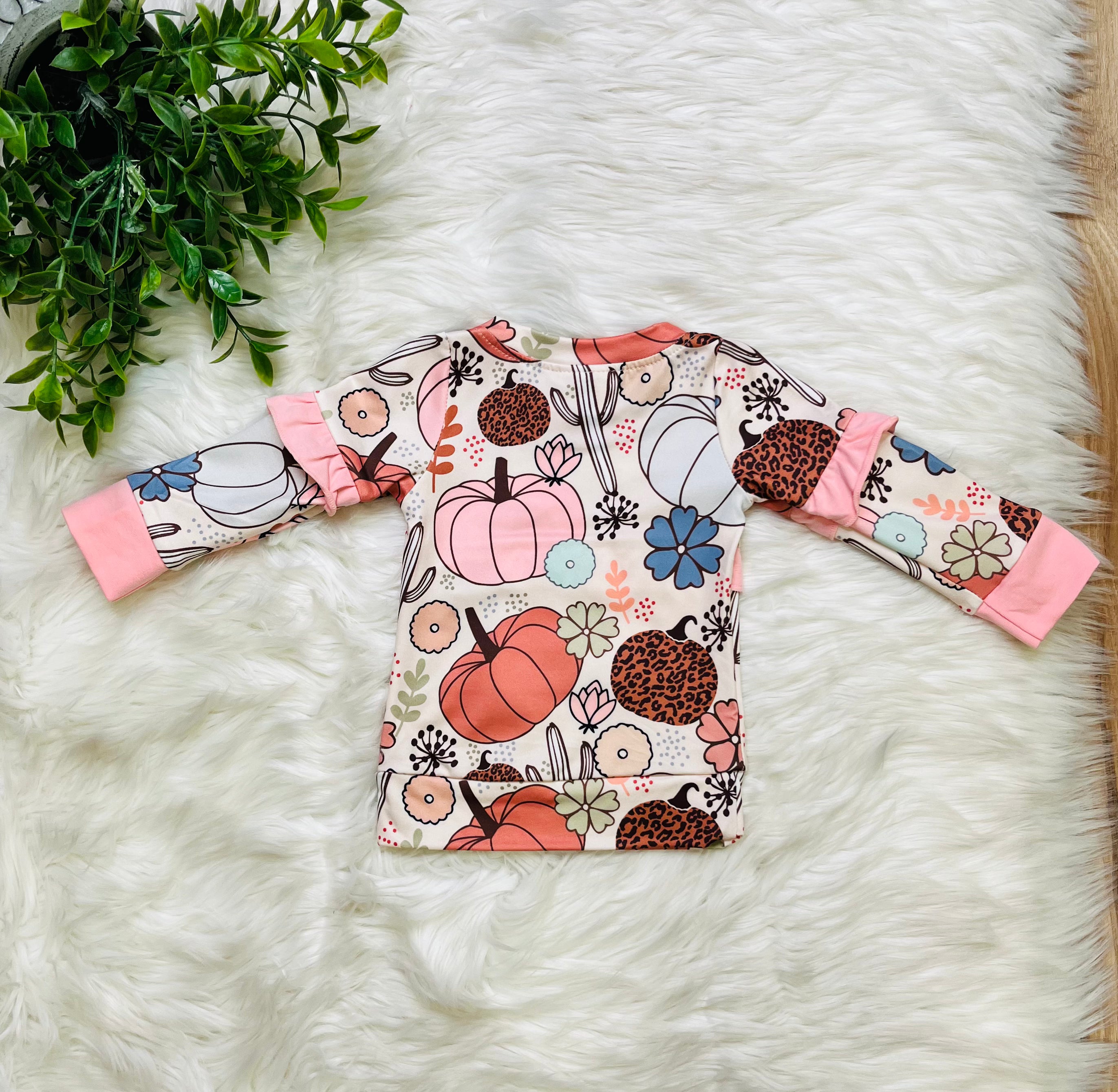 Girl’s Pumpkin Floral Outfit Set