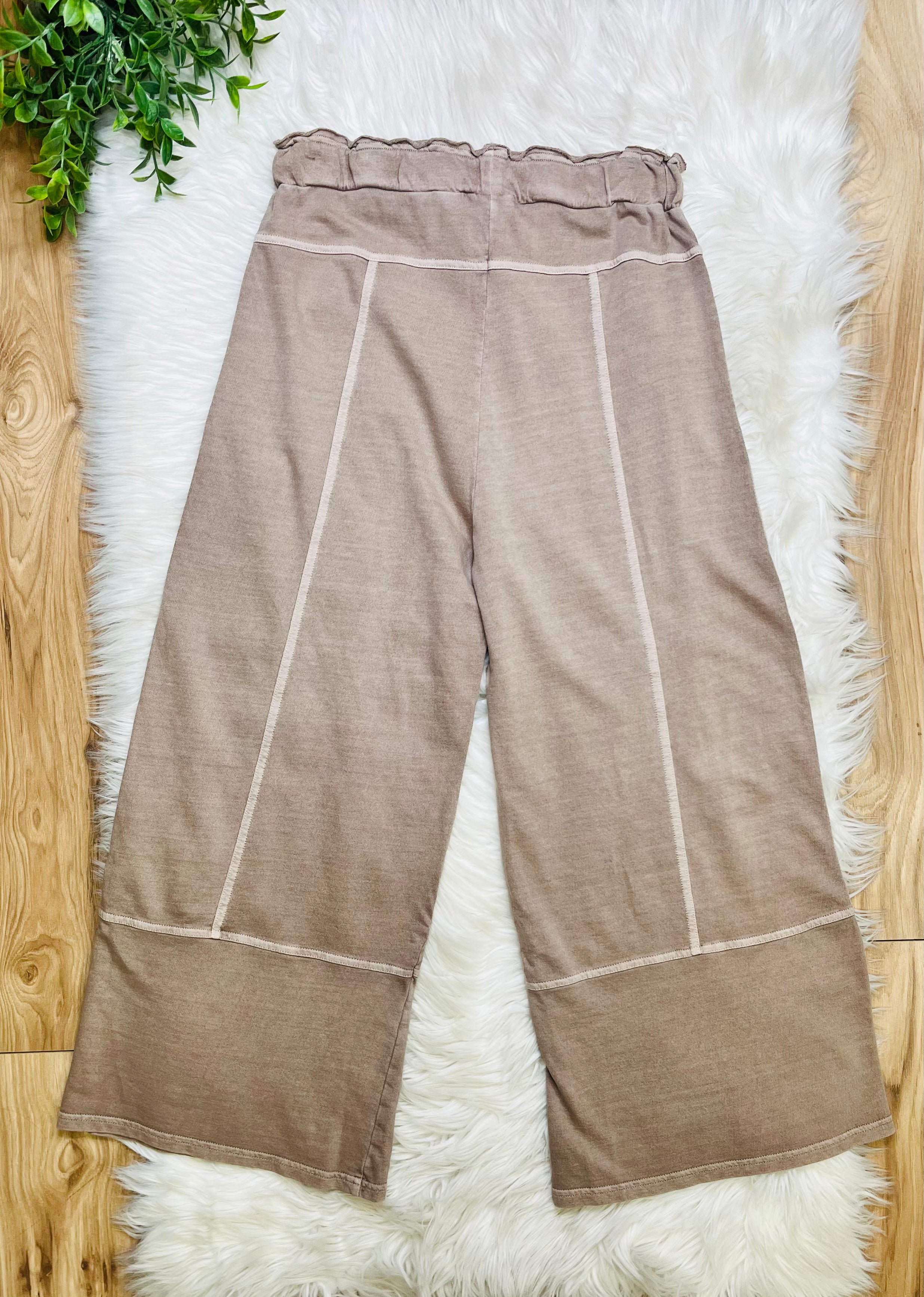 Women’s Zenana Exposed Seam Cocoa Drawstring Pants- True to Size